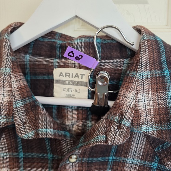 Ariat Retro Fit Harrisburg Pearl Snap Plaid Western Shirt Men XXL Cotton Flannel - Picture 7 of 7